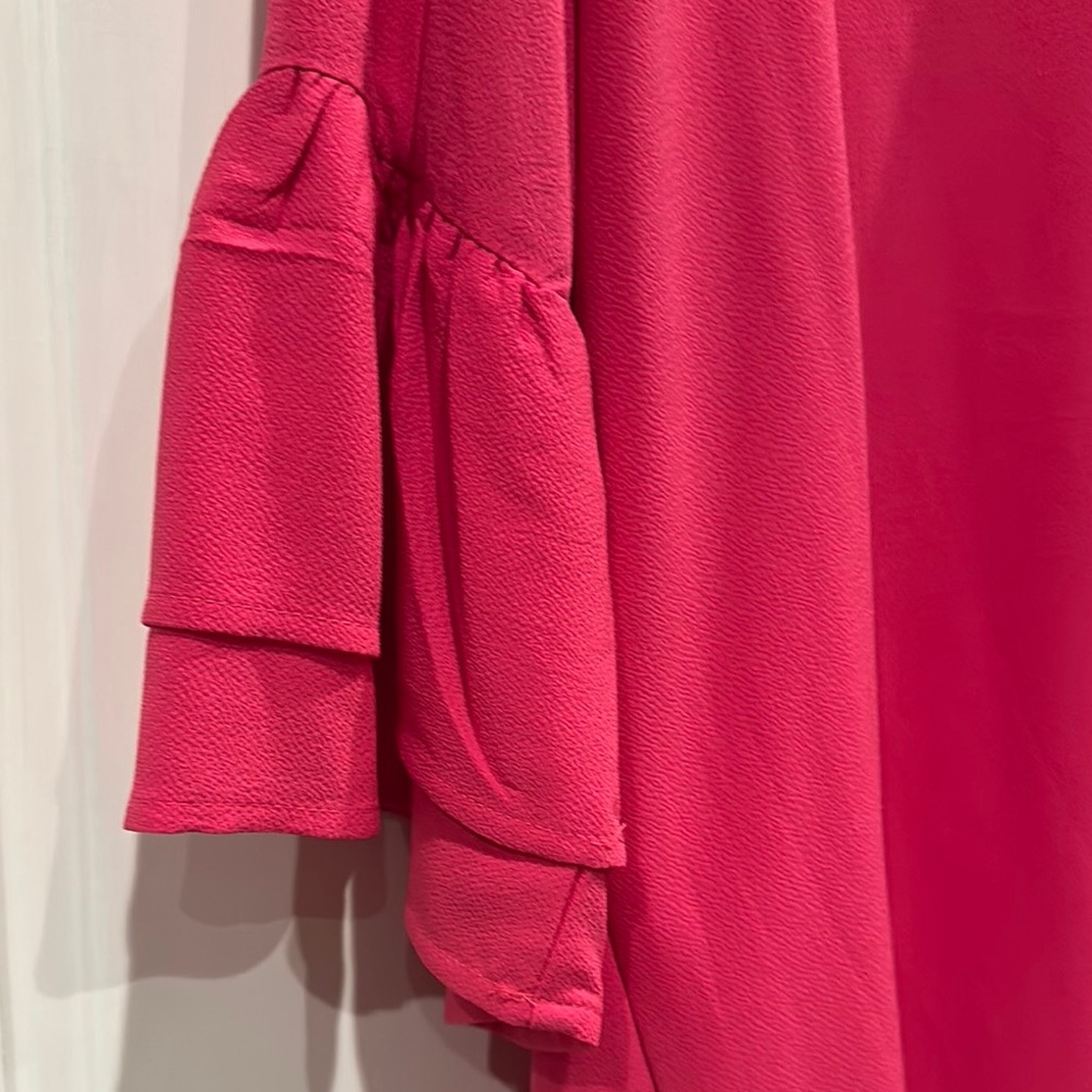 Pink Ruffle Sleeve Crepe Style Dress - Picture 4 of 8